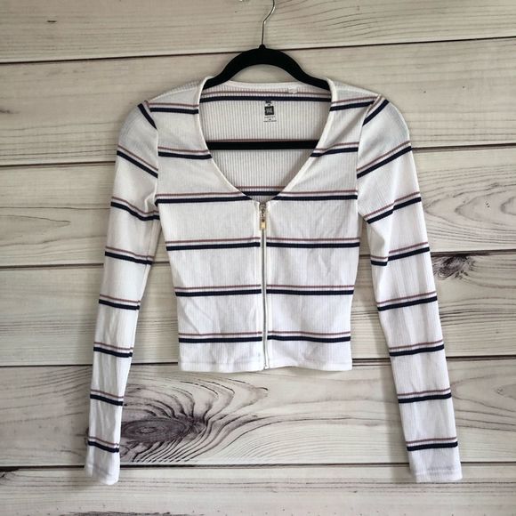 PacSun Me to We Zoey Zip-Up Striped Long Sleeve - Picture 2 of 5